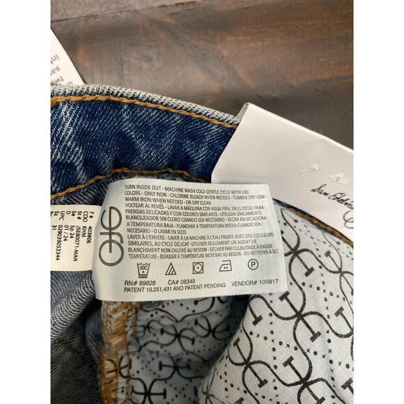 Sam Edelman YARO High Rise 90's Pinched Waist Jeans Distressed Denim Size 31 - Picture 11 of 11